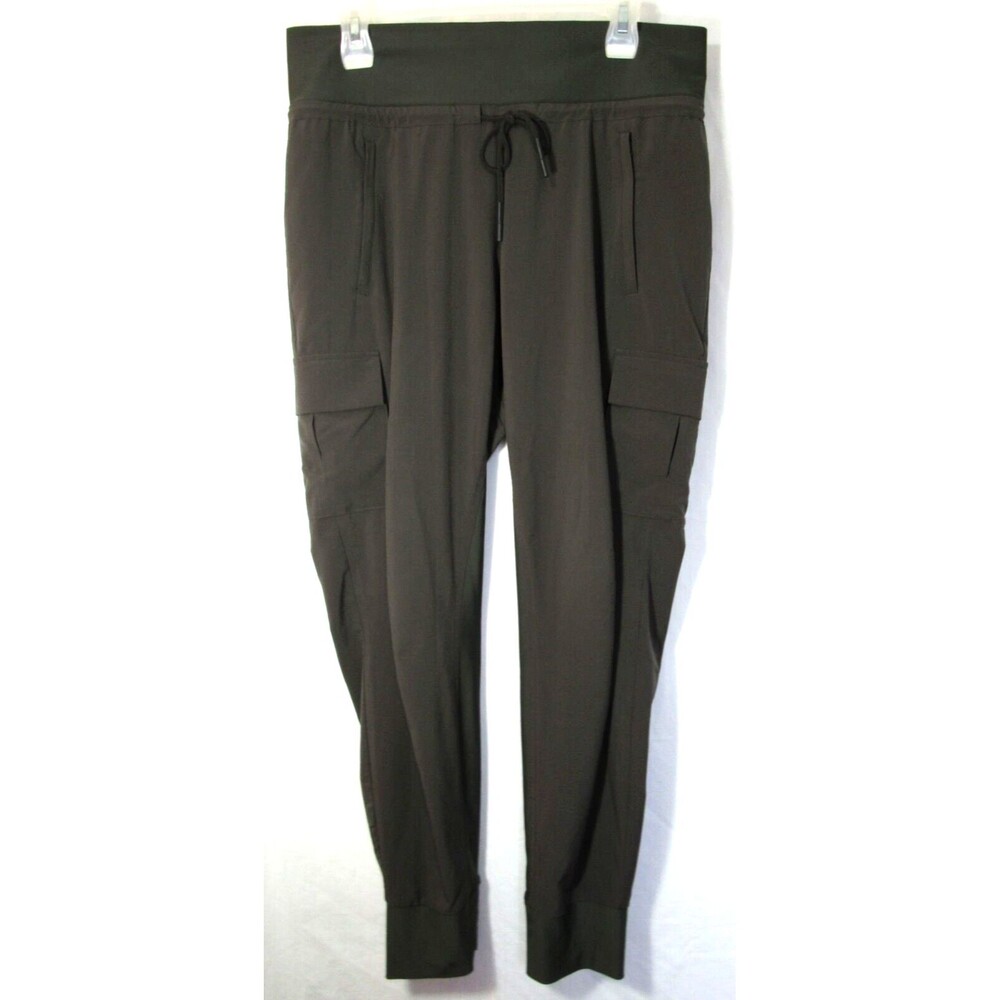 Athleta Green High Rise Tie Waist Joggers Pants Size Small EUC
